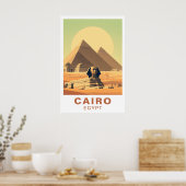 Kairo Ägypten Pyramiden & Sphinx Reise Retro Kunst Poster (Küche)