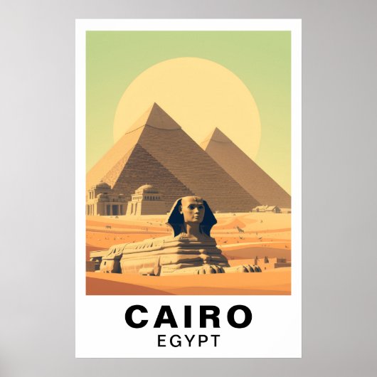 Kairo Ägypten Pyramiden & Sphinx Reise Vintage Kun Poster (Vorne)