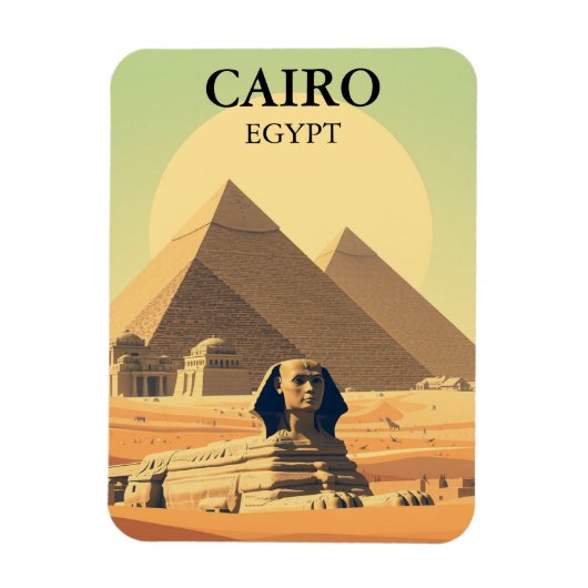 Kairo Ägypten Pyramiden & Sphinx Vintag Magnet (Vertikal)