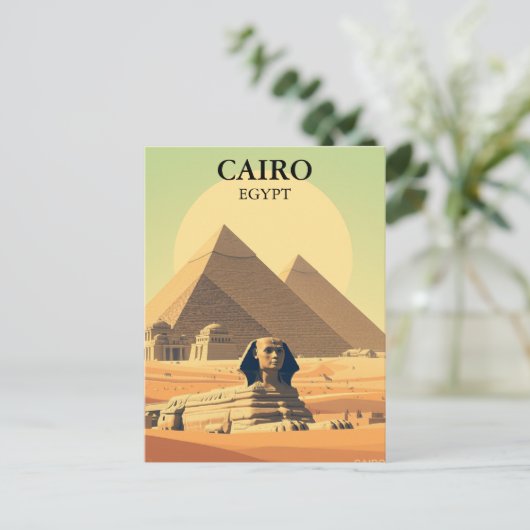 Kairo Ägypten Pyramiden & Sphinx Vintag Postkarte (Stehend Vorderseite)