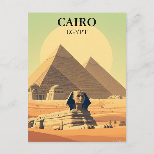Kairo Ägypten Pyramiden & Sphinx Vintag Postkarte (Vorderseite)
