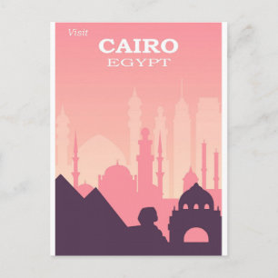 Kairo Ägypten Rosa Vintage-Reiseposter Postkarte