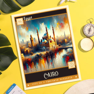 Kairo, Ägypten   Vintage-Gemälde Postkarte