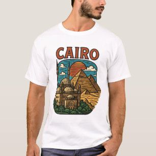 Kairo Ägypten Vintage-Reise Pyramiden-Landschaftsk T-Shirt