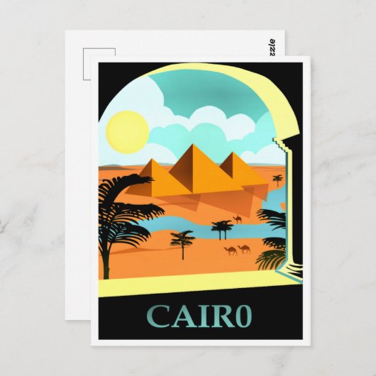 Kairo, Ägypten Vintage Reiseplakat Postkarte (Vorne/Hinten)