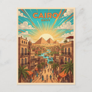 Kairo Ägypten Vintage-Reisepostkarte mit Pyramiden Postkarte