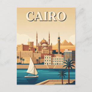 Kairo Ägypten Vintage Skyline Reiseplakat Postkarte