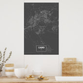 Kairo, Ägypten (weiß auf Schwarzem) Poster (Küche)