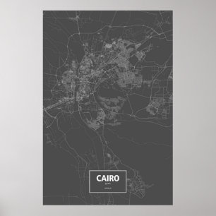 Kairo, Ägypten (weiß auf Schwarzem) Poster