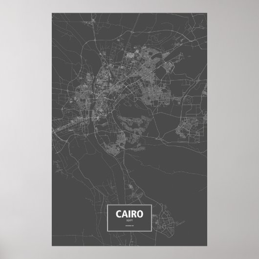 Kairo, Ägypten (weiß auf Schwarzem) Poster (Vorne)