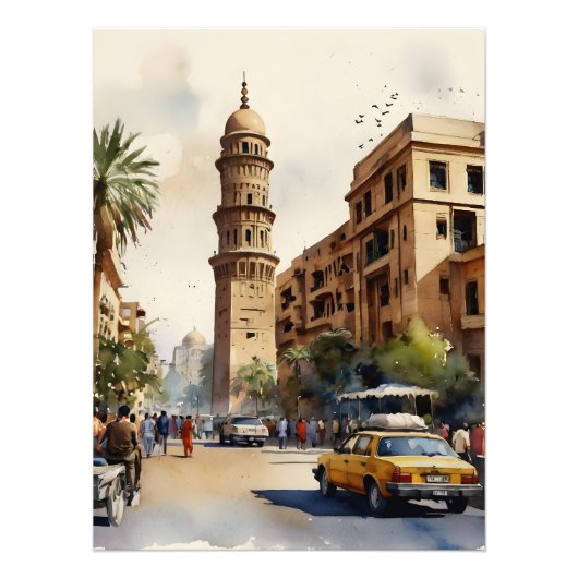 Kairo Aquarell Fotodruck (Vorne)