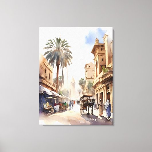 Kairo Aquarell Leinwanddruck (Vorderseite)