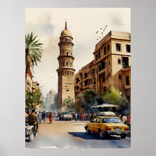 Kairo Aquarell Poster (Vorne)