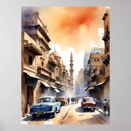 Kairo Aquarell Poster (Vorne)