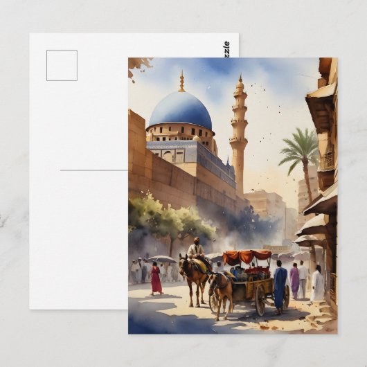 Kairo Aquarell Postkarte (Vorne/Hinten)