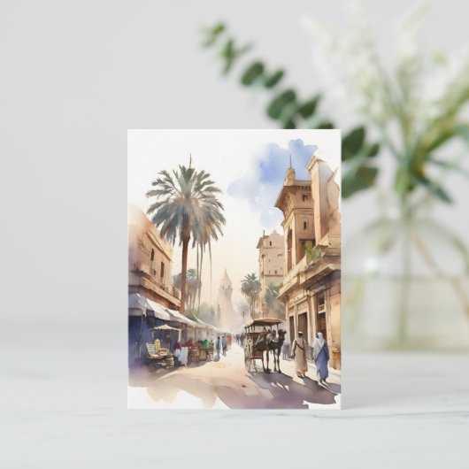 Kairo Aquarell Postkarte (Stehend Vorderseite)