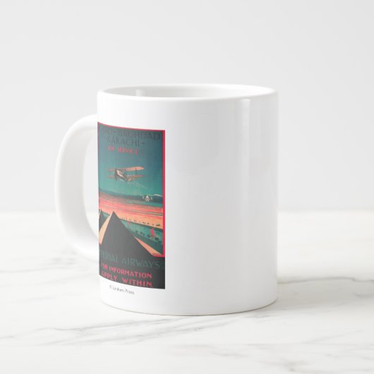 Kairo - Bagdad - Karachi Air Vintage Poster Jumbo-Tasse (Vorderseite Links)