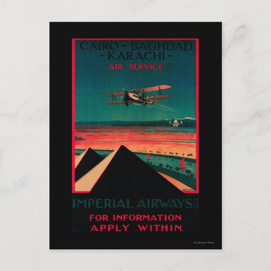 Kairo - Bagdad - Karachi Air Vintage Poster Postkarte (Vorderseite)