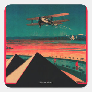 Kairo - Bagdad - Karachi Air Vintage Poster Quadratischer Aufkleber
