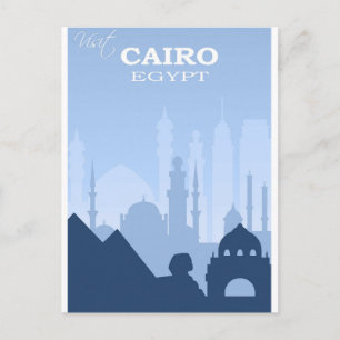 Kairo Egypt Blue Vintage Travel Poster Postkarte