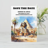Kairo Hochzeit speichern das Datum Sphinx Pyramide Save The Date (Stehend Vorderseite)