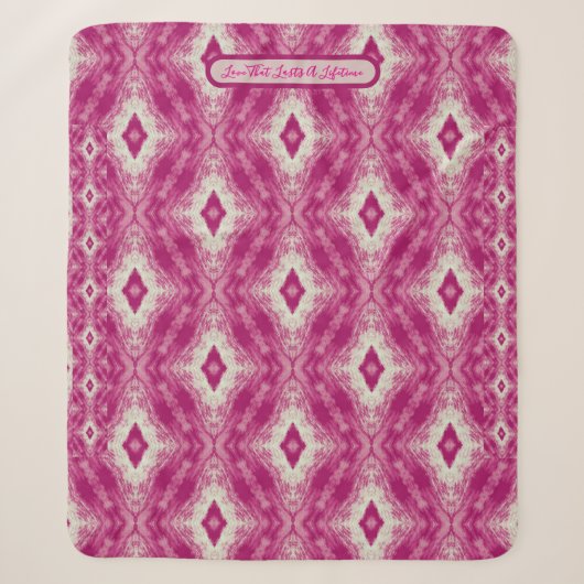 Kairo-Muster in Weiß und Rosa Sherpadecke (Vorderseite)