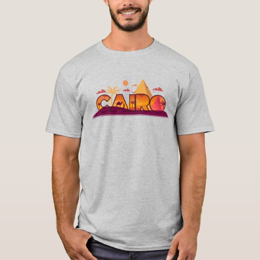 Kairo-Stadt mit Kamelen T-Shirt (Vorderseite)
