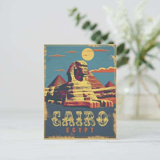 Kairo: Vintage Sphinx Postkarte (Stehend Vorderseite)