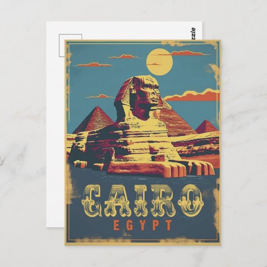 Kairo: Vintage Sphinx Postkarte (Vorne/Hinten)