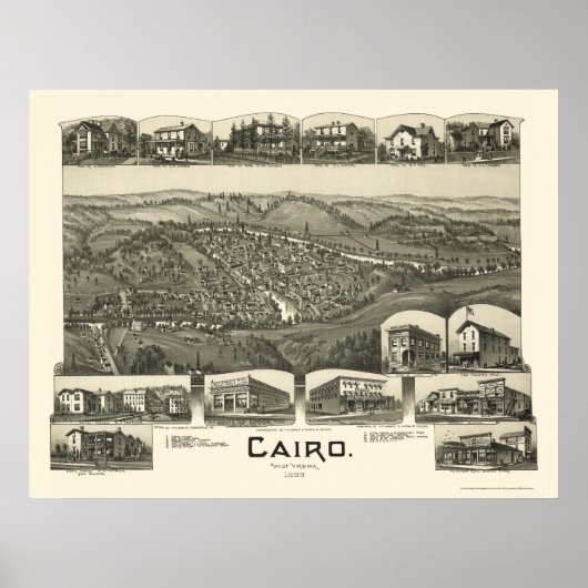 Kairo, WV Panorama Karte - 1899 Poster (Vorne)