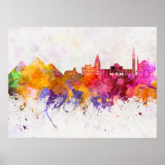 Kairoer Skyline im Aquarellfarben Poster (Vorne)