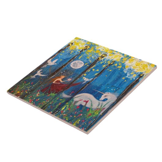 Kairos Frauen und Unicorn Originale Kunst Fliese (Seite)
