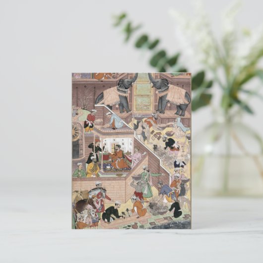 Kaiser Akbar (r.1556-1605), Prüfung des Gebäudes Postkarte (Stehend Vorderseite)