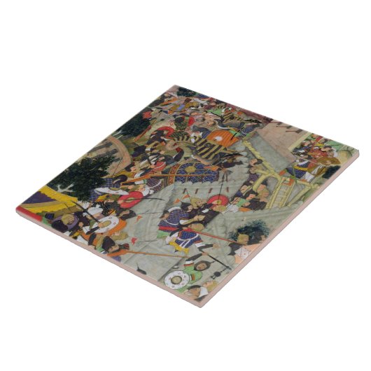 Kaiser Akbar (r.1556-1605) schießt Saimal auf das Fliese (Seite)