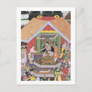 Kaiser Akbar (r.1556-1605) unterhalten von seinen  Postkarte