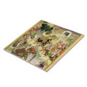 Kaiser Akbars triumphierender Eintritt in Surat, Fliese (Seite)