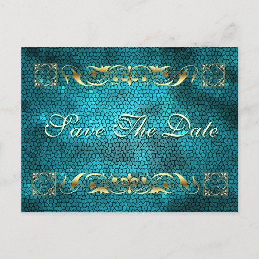 Kaiser Aquamarin Save the Date Postkarte (Vorderseite)