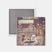 Kaiser Babur und sein Architektenplan Magnet (Vorderseite/Rückseite)