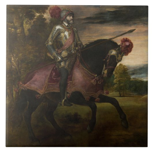 Kaiser Charles V. auf Horseback (von Tizian) Fliese (Vorderseite)