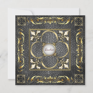 Kaiser Fleur De Lis Schwarze Regency-Einladung Einladung