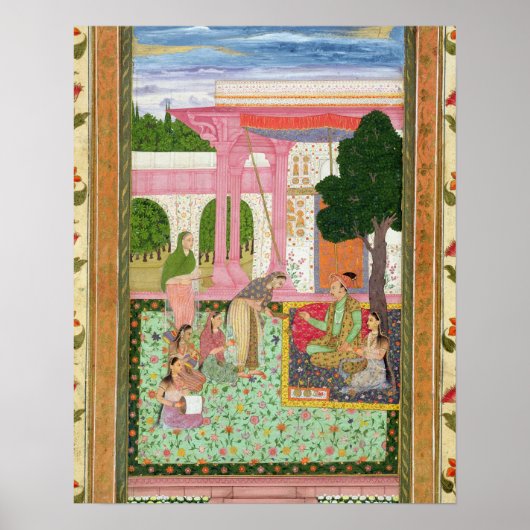 Kaiser Jahangir (1569-1627) mit seinem Konsort und Poster (Vorne)