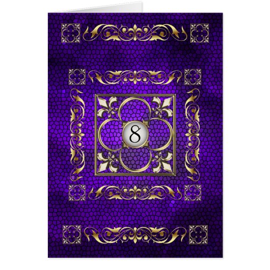 Kaiser lila Fleur beflecktes Glas-Tabellen-Karte (Vorne)