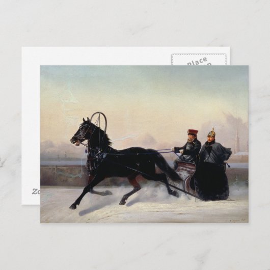 Kaiser Nicholas I. Fahren im Schlitten Postkarte (Vorne/Hinten)