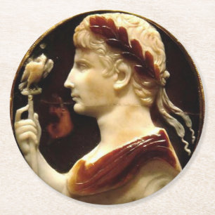 Kaiser Octavian Augustus Römisches Reich Kamee Runder Pappuntersetzer