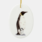Kaiser Penguin und Baby Illustriert Weihnachten Keramik Ornament (Vorne)