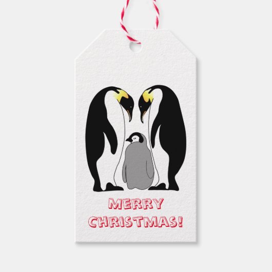 Kaiser Penguin und Küken Geschenkanhänger (Vorderseite)