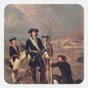 Kaiser Peter der Große bei der Arbeit Quadratischer Aufkleber