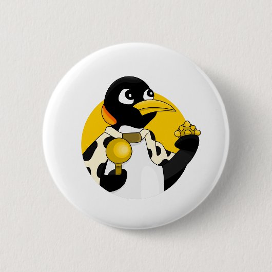 Kaiser-Pinguin-Cartoon Button (Vorderseite)