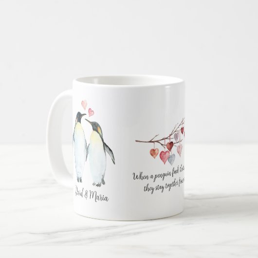 Kaiser Pinguin Couple in der Liebe Kaffeetasse (Vorderseite Links)