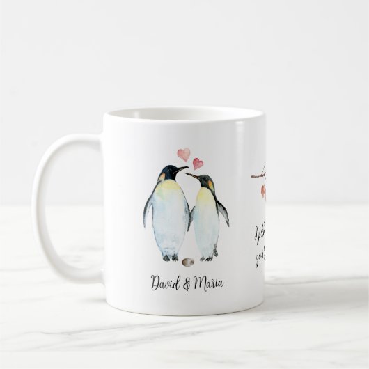 Kaiser Pinguin Couple in der Liebe Kaffeetasse (Links)